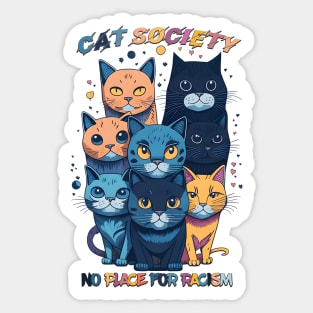 Colorful Cat Society: Embracing Diversity Sticker